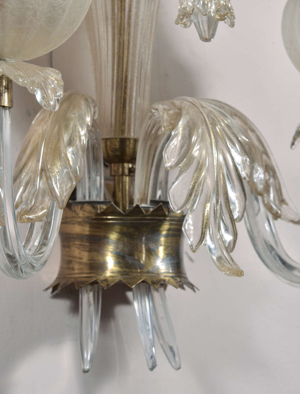 Italian Pair of Fume 2 Arm Murano Glass Sconces by Seguso For Sale