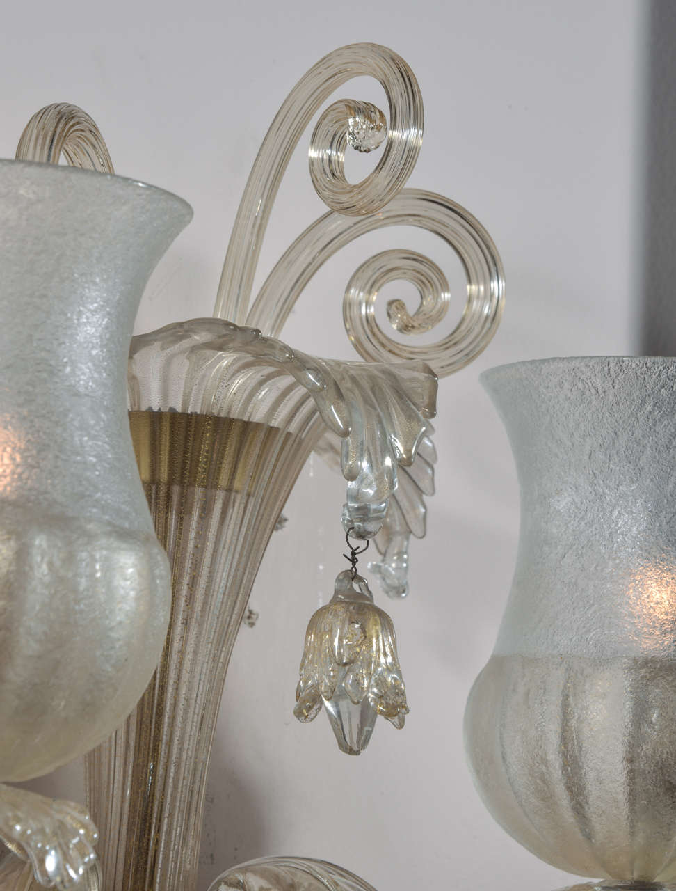 Mid-20th Century Pair of Fume 2 Arm Murano Glass Sconces by Seguso For Sale
