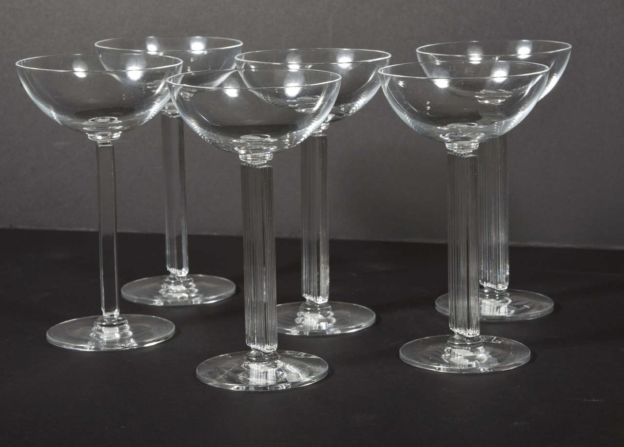 Matched set iconic Teague/Fuerst Libbey Embassy champagnes