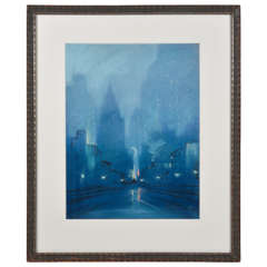 Leon Louis Dolice Signed Pastel Empire State New York Cityscape 9