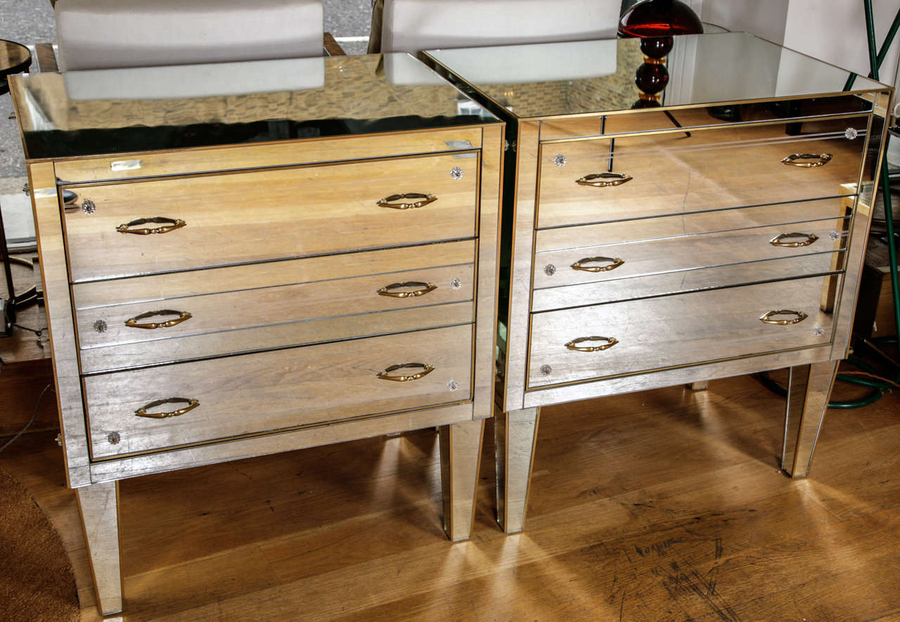Pair of Mirrored Chest of Drawers