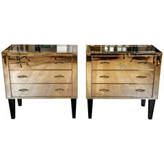 Pair of Italian mirrored chest of drawers
