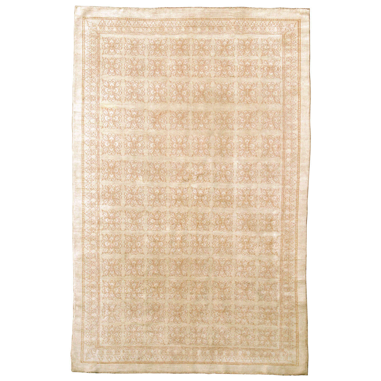 Antique Cotton Agra Rug with Tile Pattern For Sale