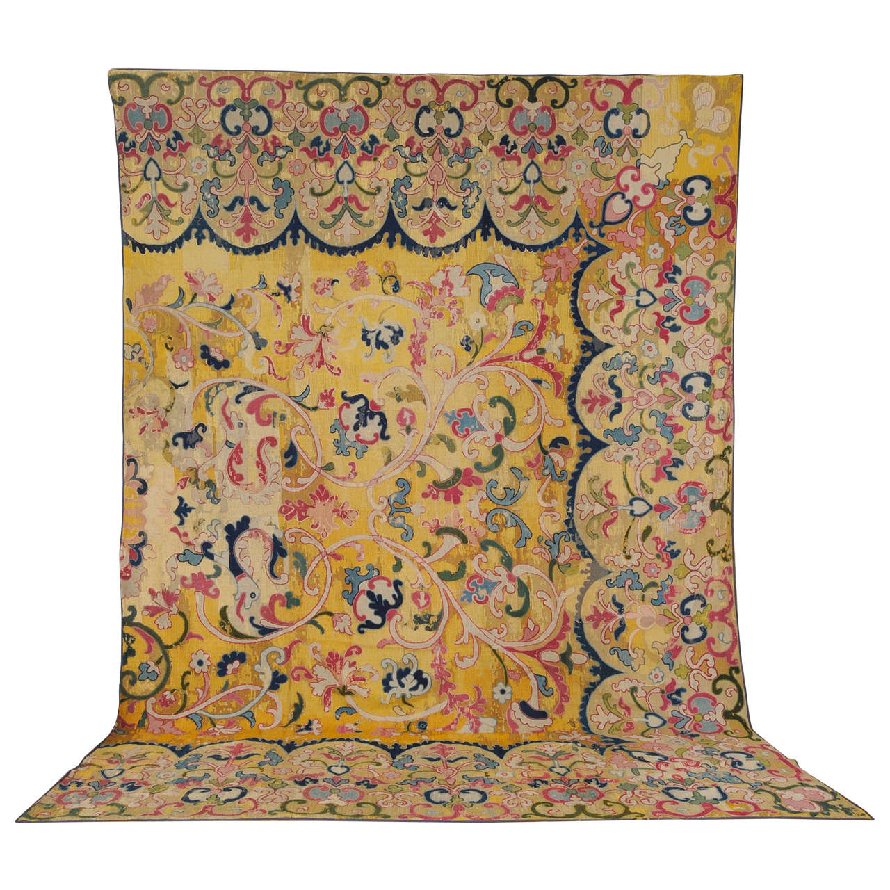 17th Century Arraiolos Portuguese Needlepoint Fragment Rug at 1stDibs