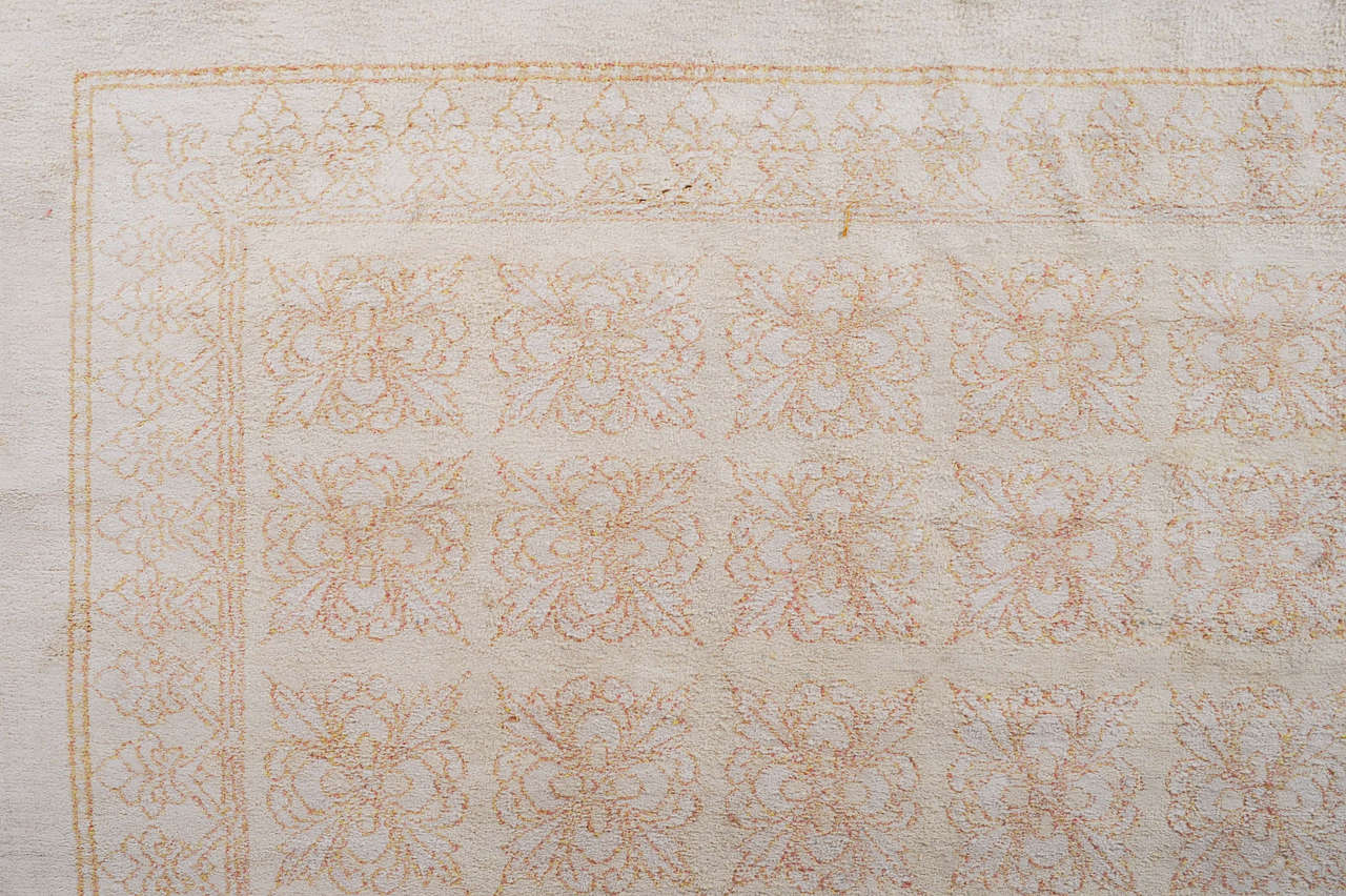 Antique Cotton Agra Rug with Tile Pattern For Sale at 1stDibs