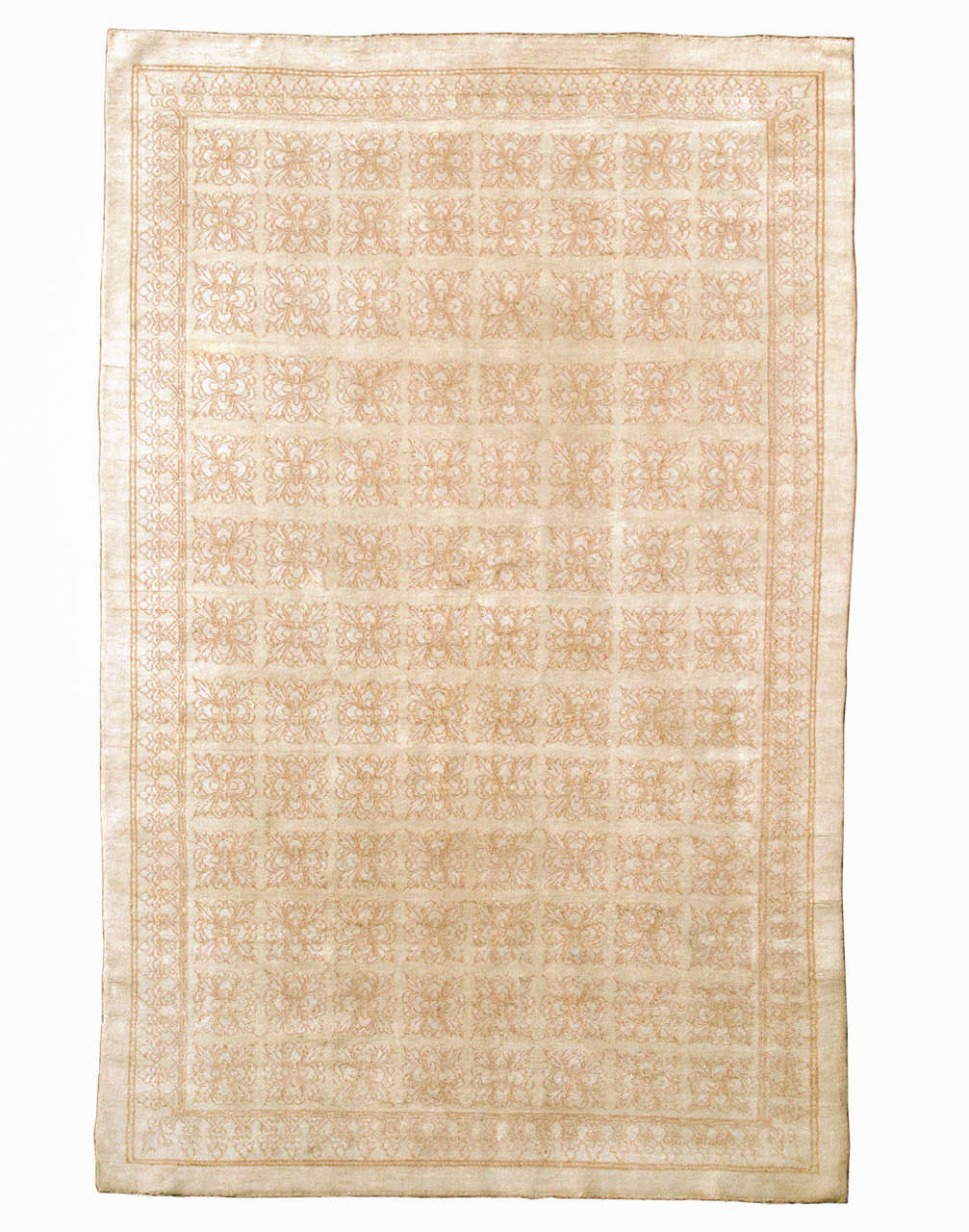 Antique Cotton Agra Rug with Tile Pattern For Sale at 1stDibs