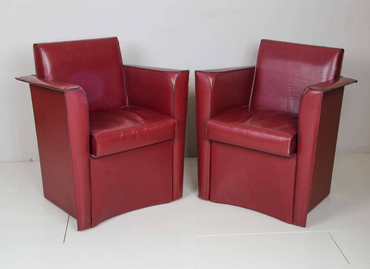 Set aus vier italienischen Ledersesseln von Matteo Grassi