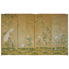 Antique Coninental Screen Painted in the Oriental Manner