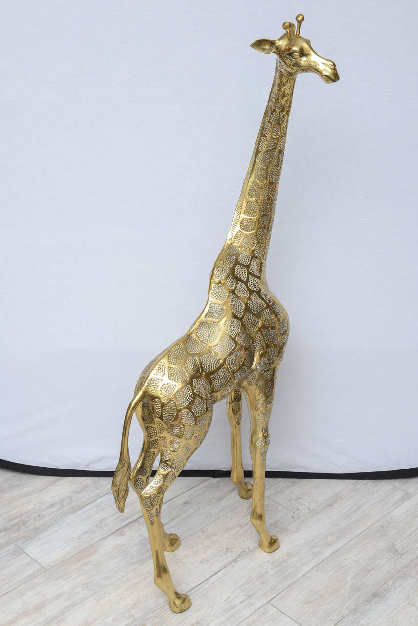 20th Century Large Brass Giraffe
