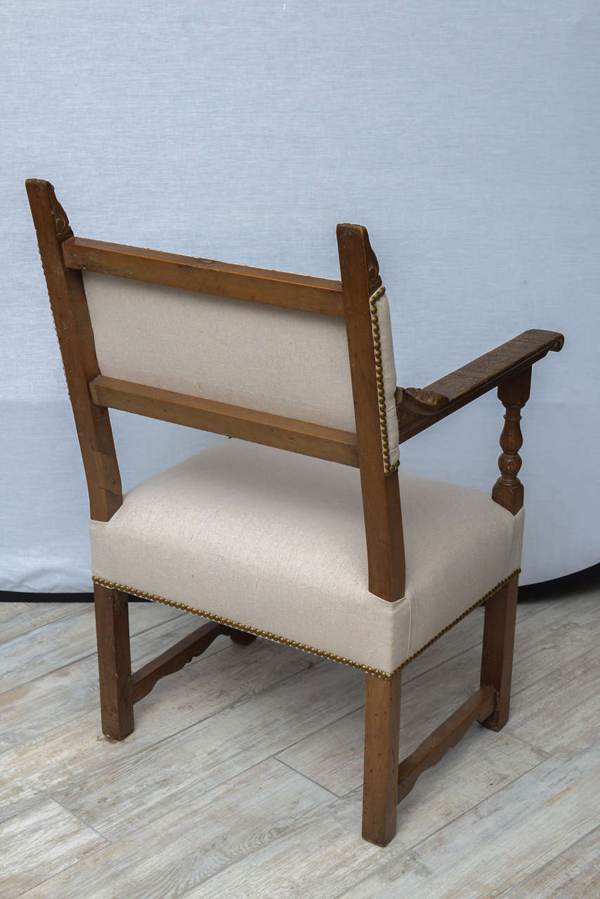 Wood Pair of Mizner Style Armchairs