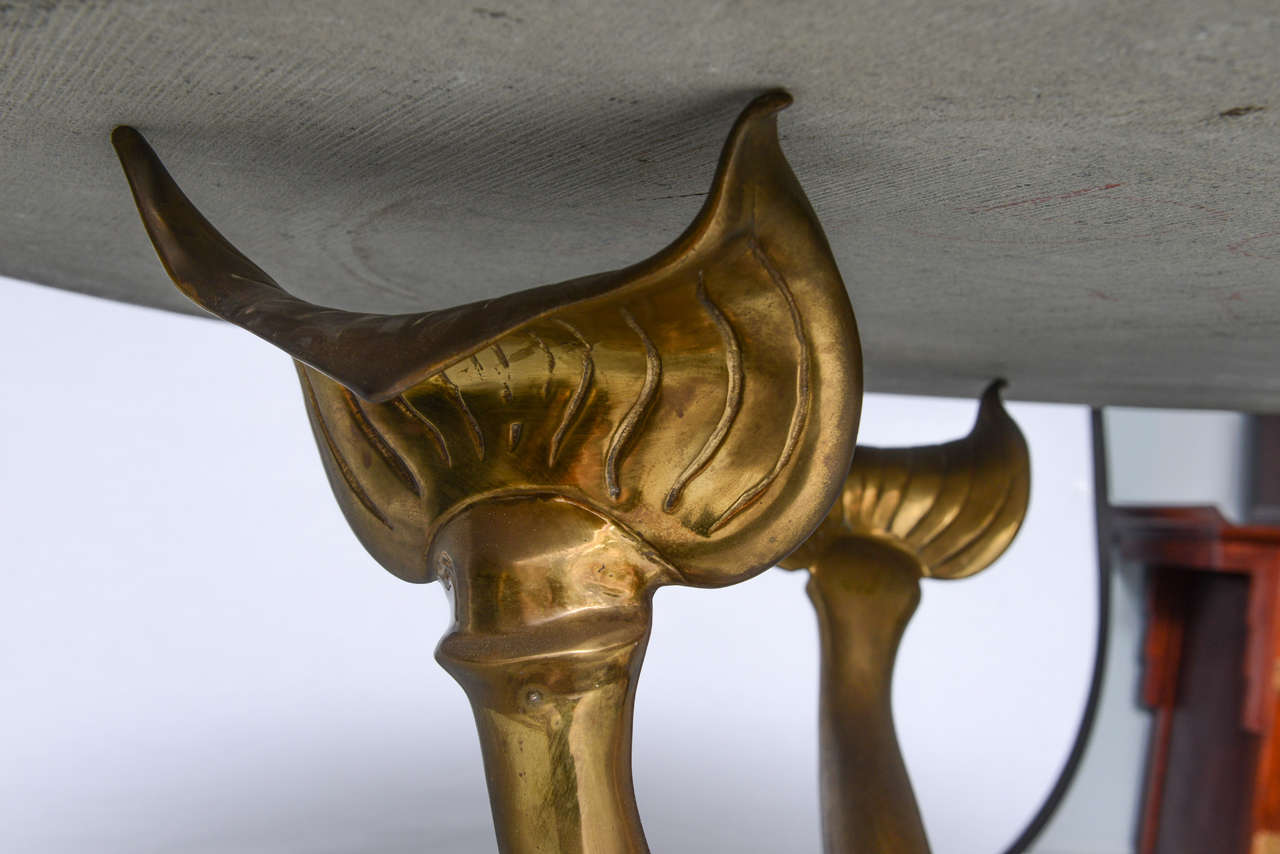 Mid-Century Marble-Top, Brass Dolphins Center Table 3