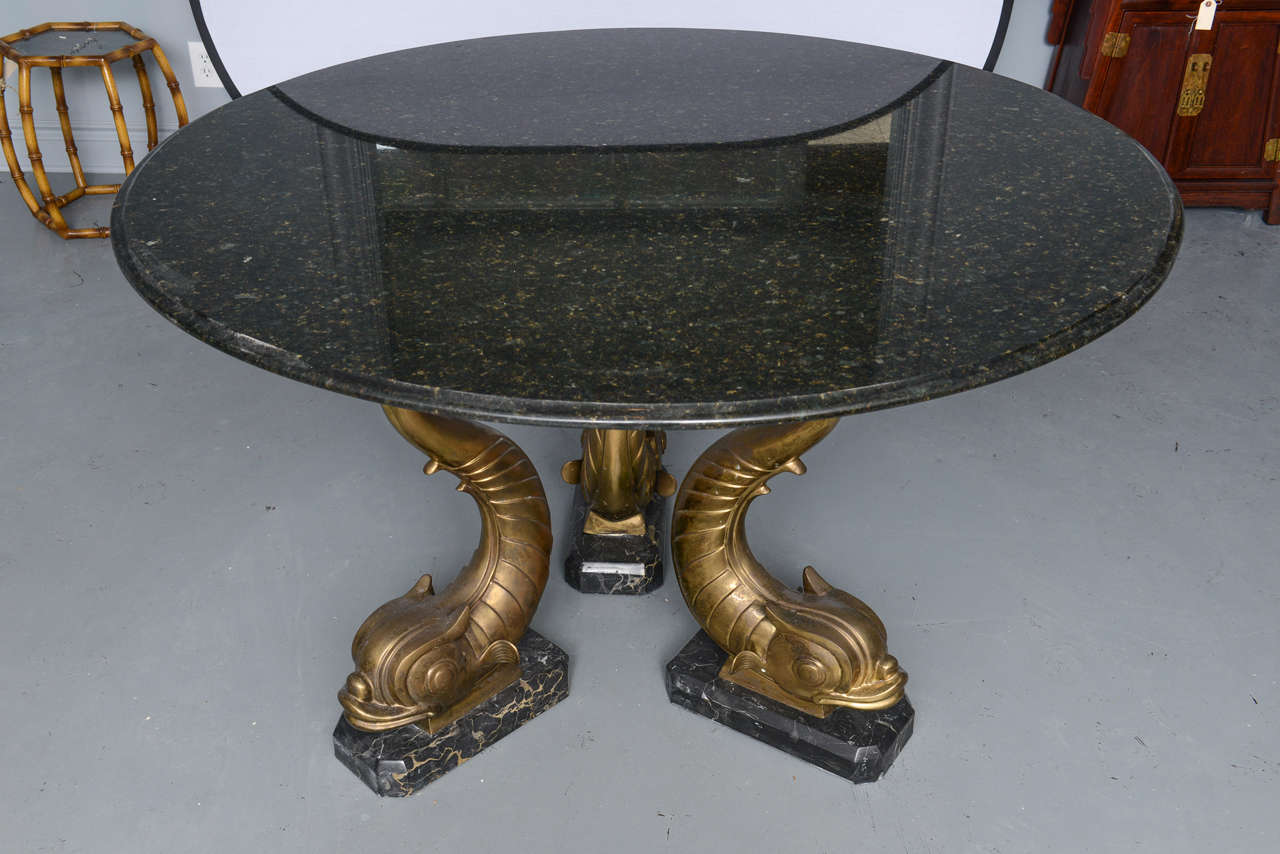 Mid-Century Marble-Top, Brass Dolphins Center Table 4