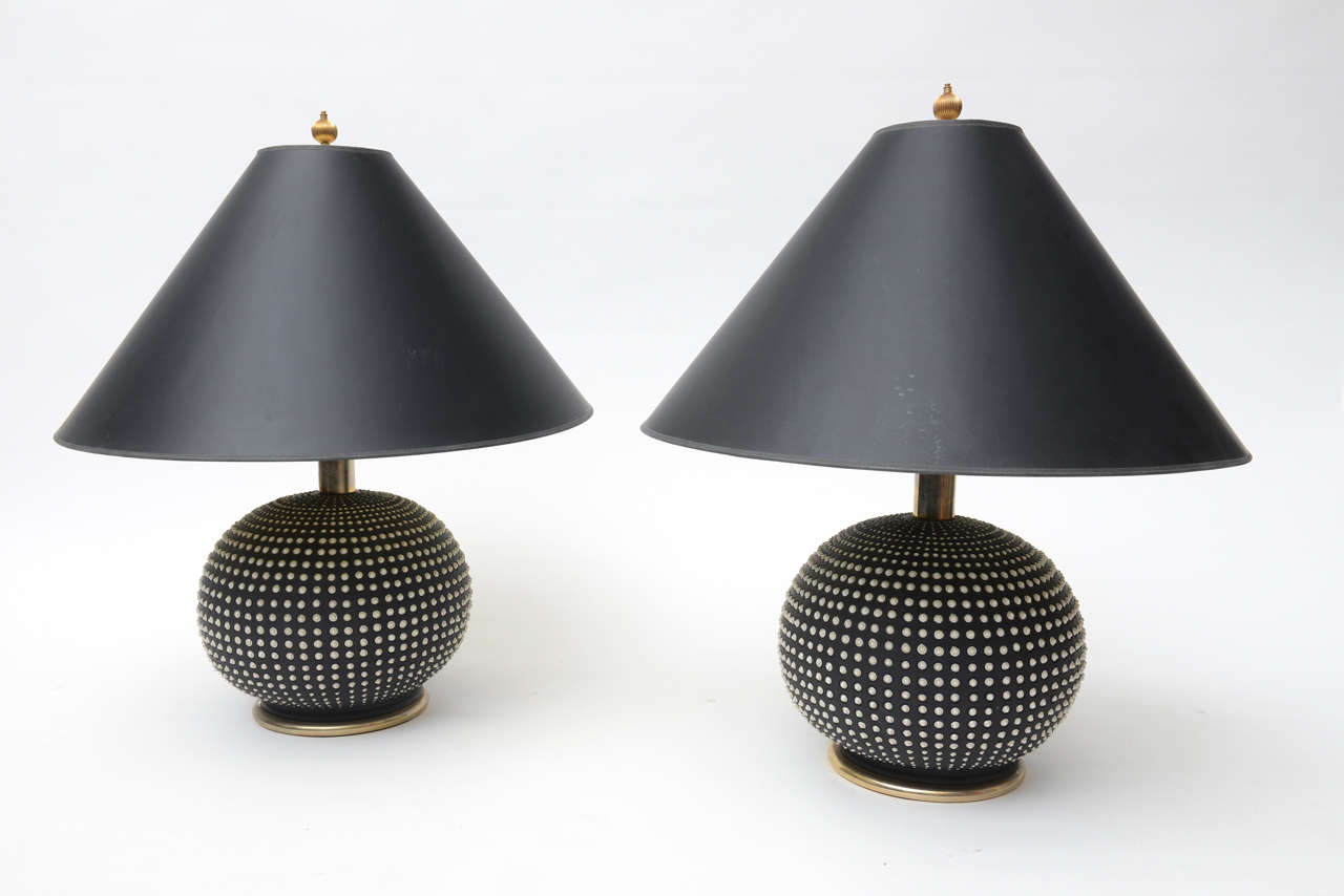 Italian Ceramic Hobnail Lamps
