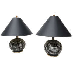 Italian Ceramic Hobnail Lamps 4