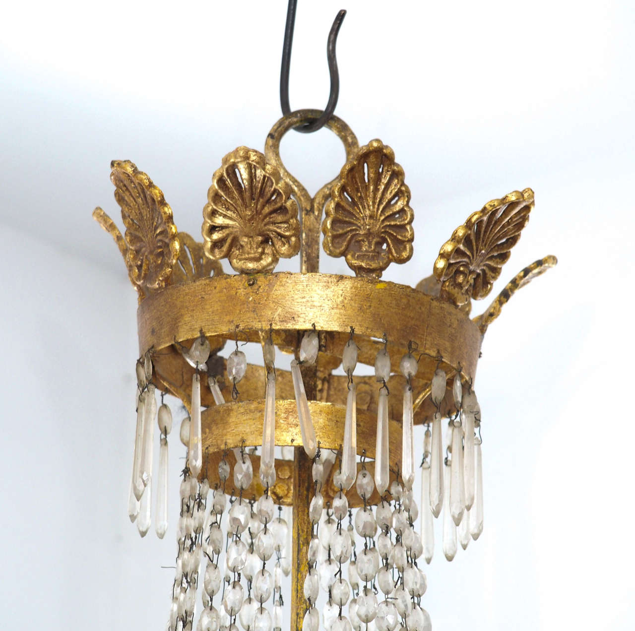 Italian Iron and Crystal Chandelier In Excellent Condition For Sale In New Orleans, LA