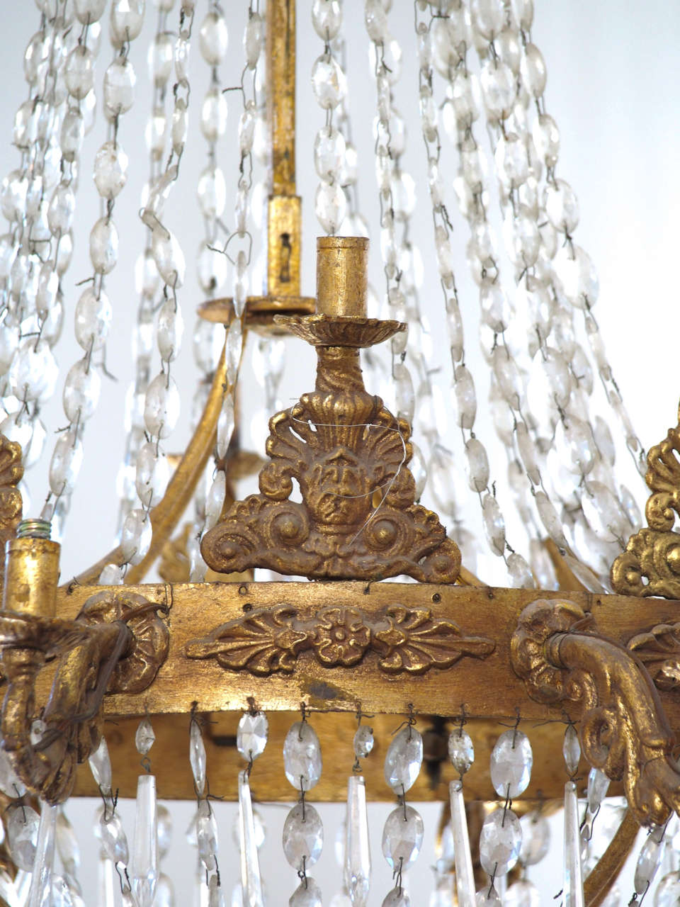 Italian Iron and Crystal Chandelier For Sale 2