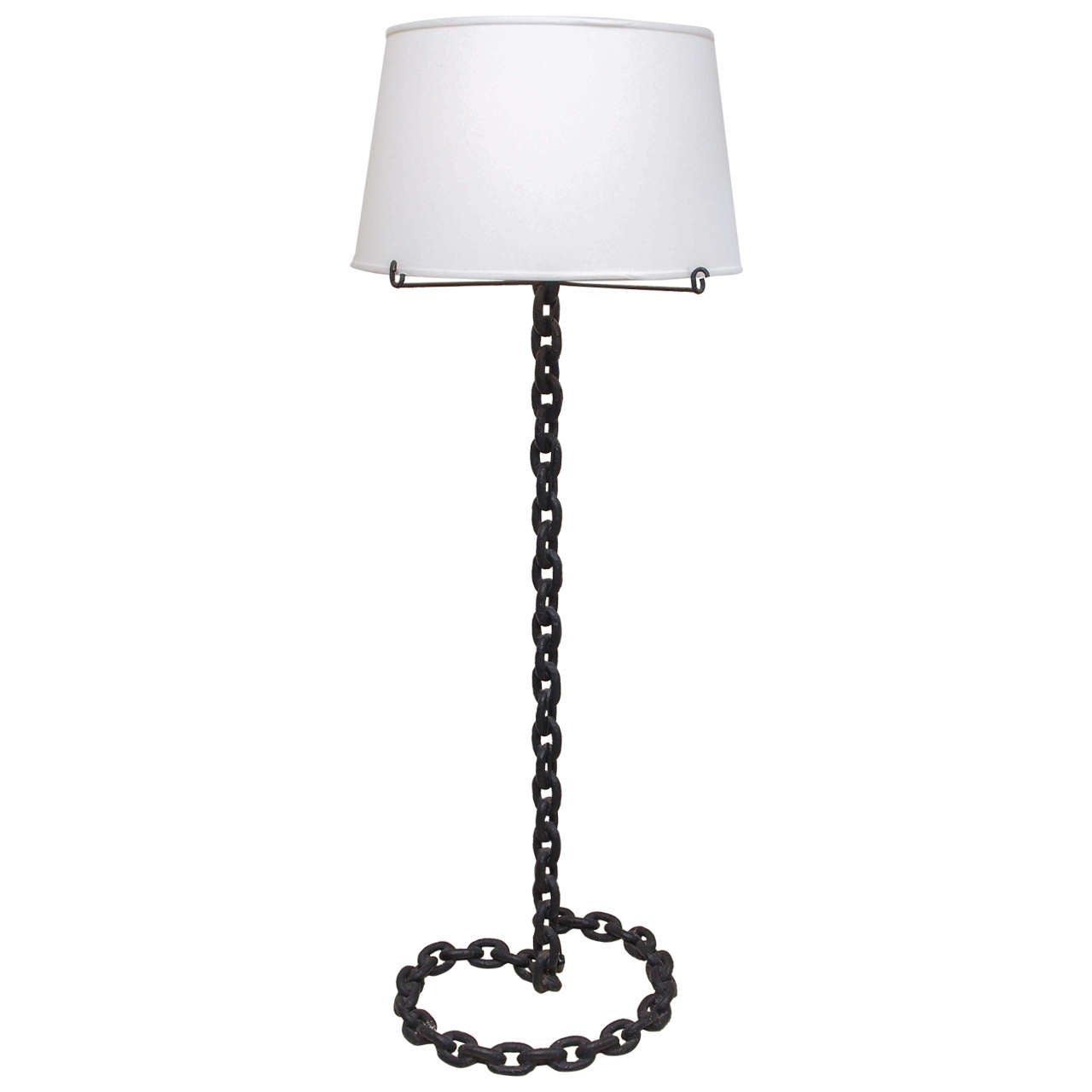 SATURDAY SALE Large Iron Chain-Link Floor Lamp For Sale