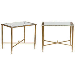Pair of Brass Tables Glass Tops