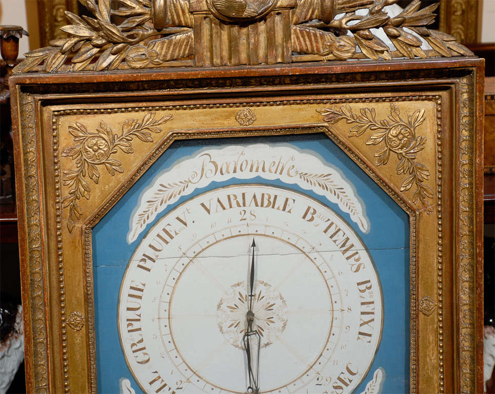 19th Century French Giltwood Empire Style Galerie De Bois Barometer with Eagle on the Crest