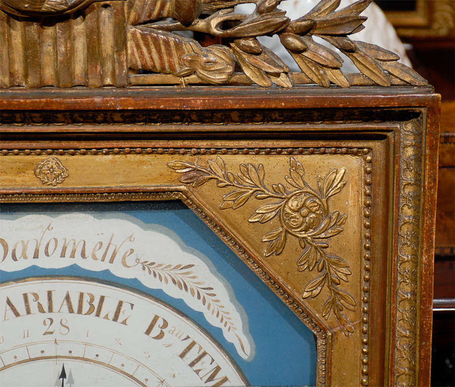 French Giltwood Empire Style Galerie De Bois Barometer with Eagle on the Crest 2