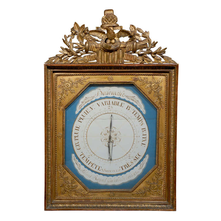 French Giltwood Empire Style Galerie De Bois Barometer with Eagle on the Crest