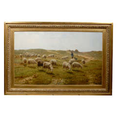 Sheep and Shepherd Oil Painting