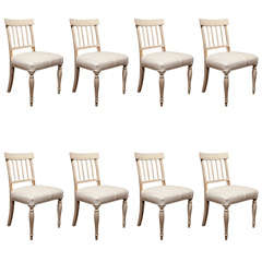 Set Of 8 Swedish Painted Side Chairs