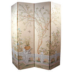 Four  Panel  Gracie  Hand  Painted  Wallpaper  Screen