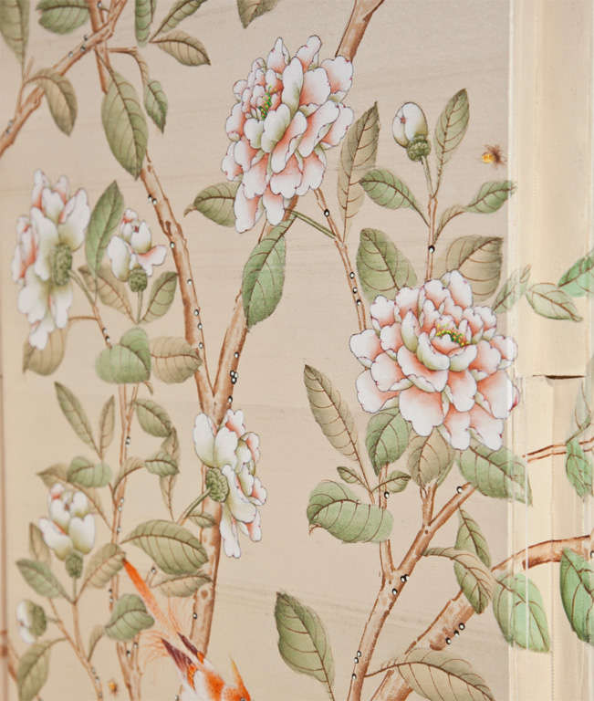 American Six Panel  Gracie  Hand Painted  Wallpaper  Screen