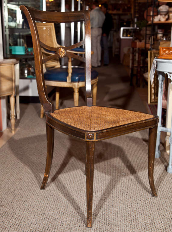 Set Of 10  Very Dark Stain  Cane Seat  Side Chairs