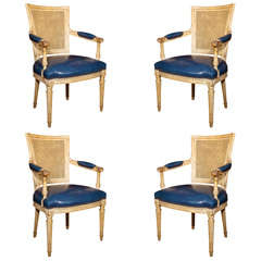 Set  Of  6  Jansen  Arm  Chairs- French Made