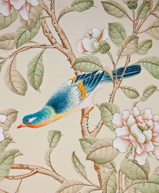 Six Panel Gracie Hand Painted Wallpaper Screen at 1stDibs