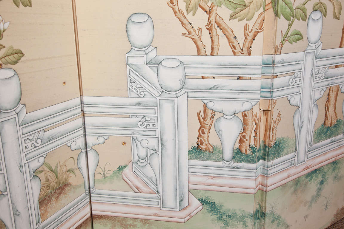 Six Panel Gracie Hand Painted Wallpaper Screen at 1stDibs