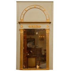 Empire Period Painted & Parcel-Gilt Trumeau Mirror
