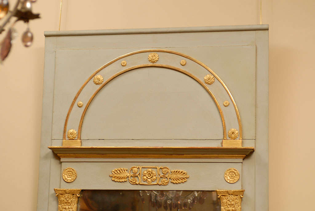 Directoire Empire Period Painted & Parcel-Gilt Trumeau Mirror For Sale