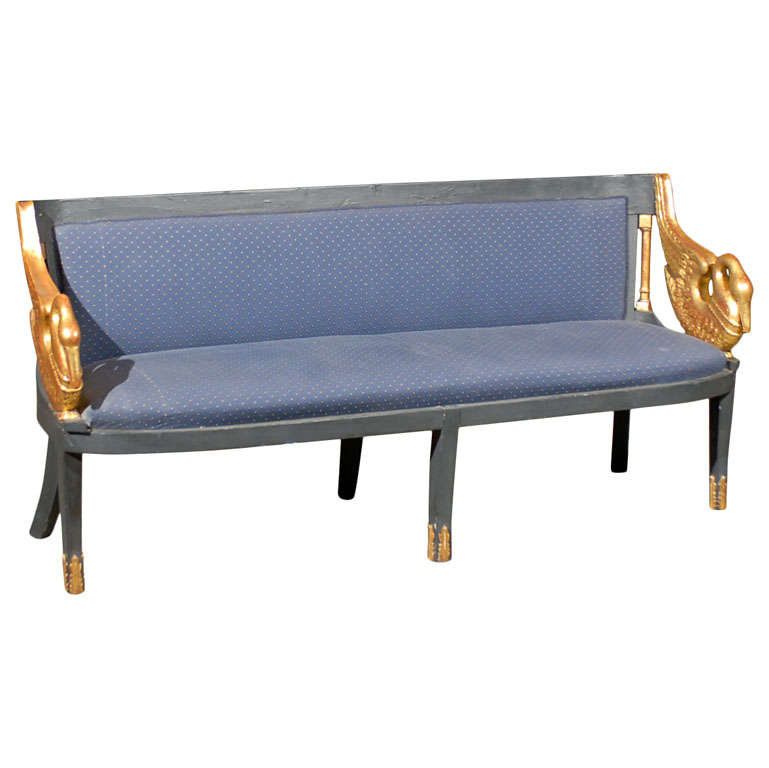 Empire Style Blue Painted 
Parcel Gilt Settee, France