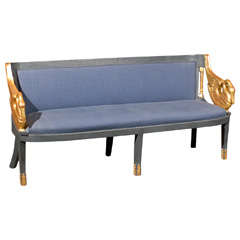 Empire Style Blue Painted & Parcel Gilt Settee, France