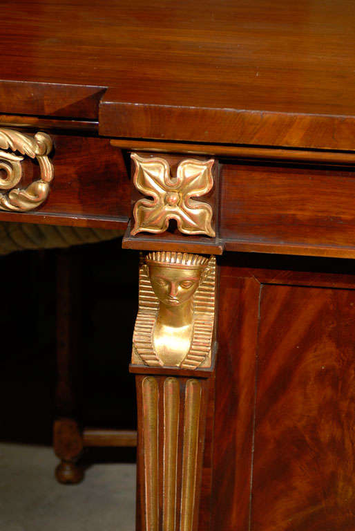 Large Egyptian Revival Mahogany Pedestal Sideboard 2