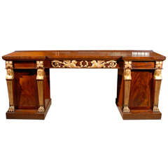 Large Egyptian Revival Mahogany Pedestal Sideboard 11