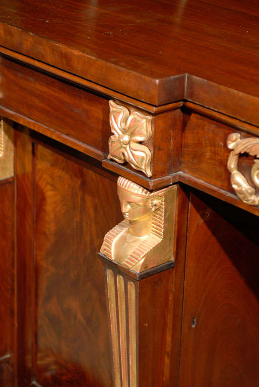 Large Egyptian Revival Mahogany Pedestal Sideboard at 1stDibs