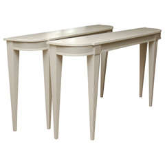 Pair of Painted Demi Lune Consoles