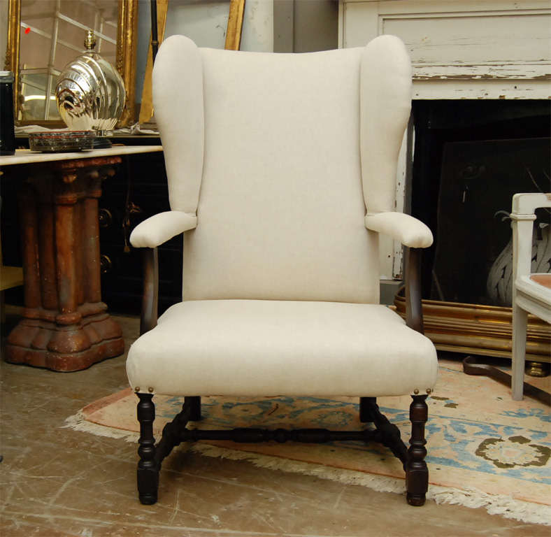 19th C. William and Mary Style Wing Chair