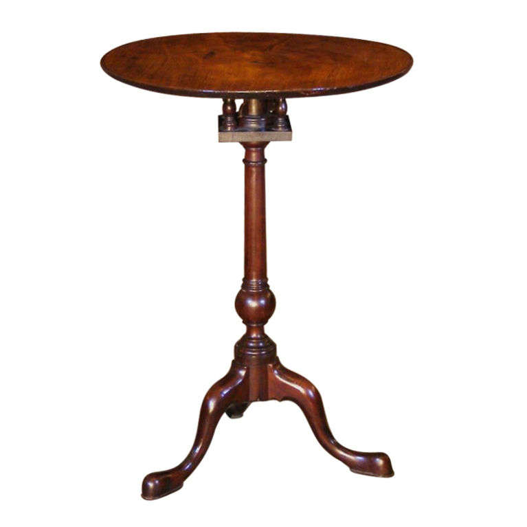 American 18th Century Philadelphia Mahogany Tip and Turn Candle Stand