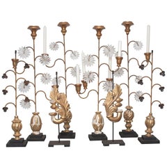 Gilt Wooden and Crystal Architecural Pieces Sold in Pairs