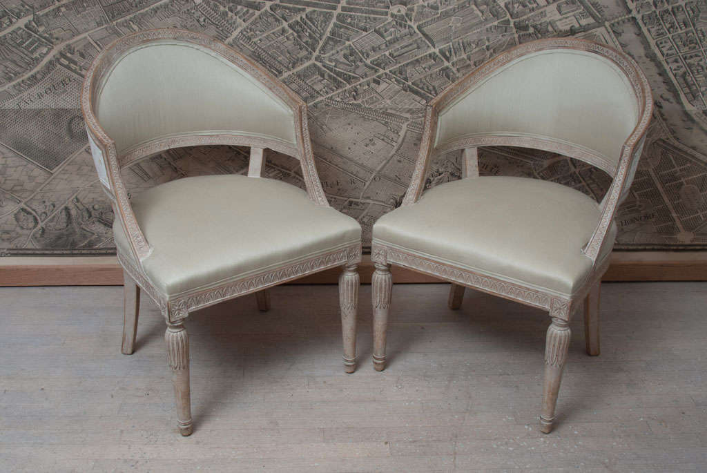 A pair of Gustavian Barrel Back Fauteuils