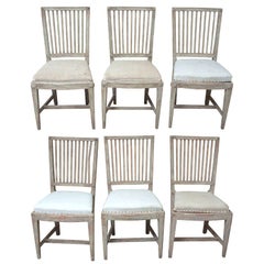 Vintage A Set of Six Matched Gustavian Dining Chairs