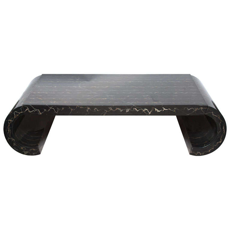 Beautifully Carved Hawaiian Koa Wood Tropical Deco Coffee Table at