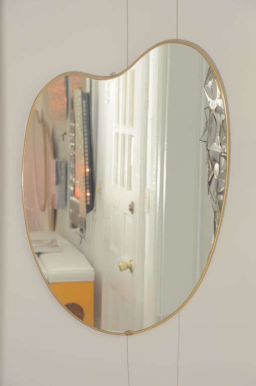 Brass Framed Kidney Mirror