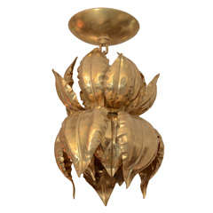 Brass Lotus Sculptural Pendant