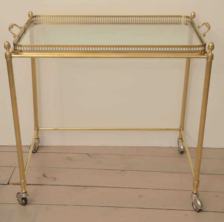 Set of Three Brass and Glass Nesting Tray Tables